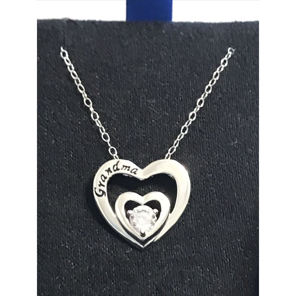 Sterling Silver‎ Cubic Zirconia CZ 925 Grandma Necklace 16" chain IOB New